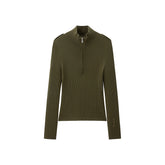 Women's Wool-Blend Half-Placket Slim Knit Top